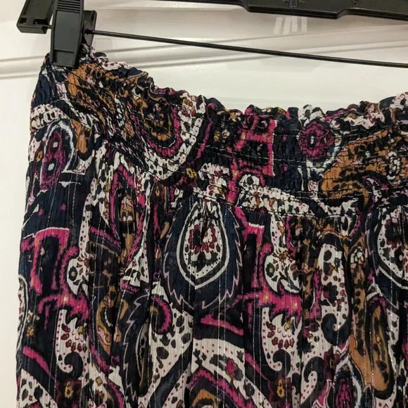 Anthropology Maxi Skirt Paisley Wrap w/Elastic Scrunched Waist Size L - Picture 5 of 9
